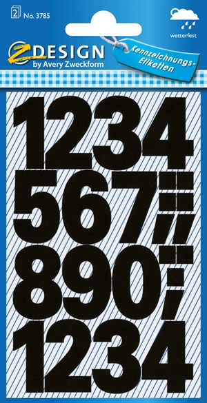 Avery manuální štítek čísla 0-9 25 mm černý, 48 ks.